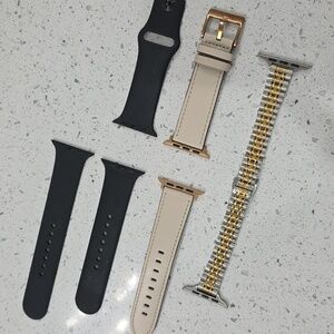Apple Watch Black X2 Beige With Rose Gold Tone And Two Tone Metal Band Bundle